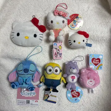 헬로키티 스티치 미니언 케어베어 봉제 인형 키링