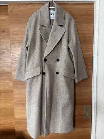 [ 미사용 ] ZARA 베이지 더블 브레스트 롱 코트 USA XXS