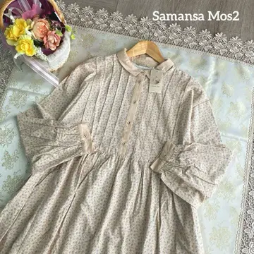 사만사 모스모스 새상품 배색 꽃무늬 원피스 베이지