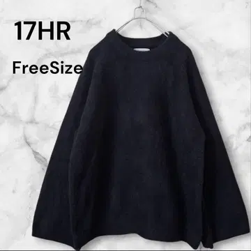 17HR 오버 사이즈 볼륨 슬리브 샤기 니트 크루넥