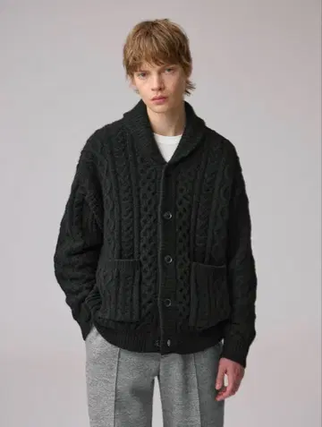 GU x ENGINEERED GARMENTS 케이블 숄카라 가디건