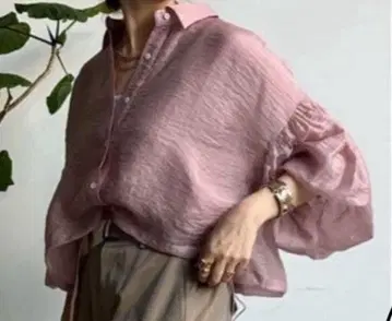 새상품급 중고 doudou(두두) 시어 셔츠 블라우스 핑크