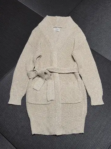 앵그릿 베이지 니트 롱 가디건 허리 벨트 포함