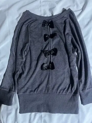 크리스마스 데이트 그레이 x 리본 x 블랙 x 라메 카쥬로리 니트 원피스