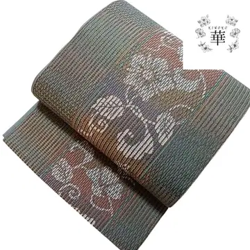 100 송이 꽃 후쿠로 오비 전통 꽃 당초 줄무늬 양풍 그린 모던