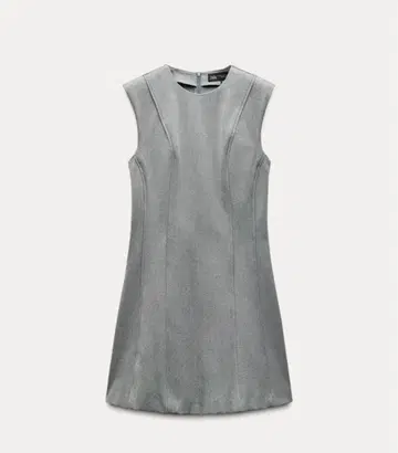 그레이 슬리브리스 A라인 미니 원피스