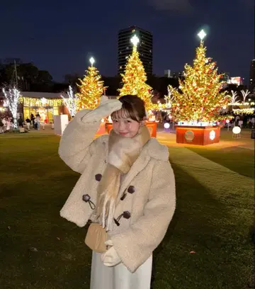 REMOON 라메 보아 스탠드 자켓 아이보리