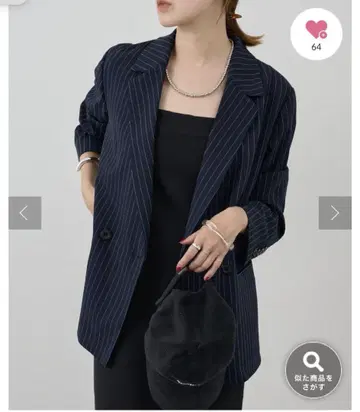 SHENERY 스트라이프 테일러드 자켓 38 네이비