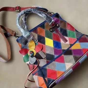 에스타시온 2way 숄더백 토트백 패치워크 미사용품