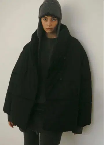 [ 새상품급 ] 에트레토쿄 스톨 칼라 패딩 코트 블랙