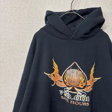 러셀 후드티 프린트 블랙 미국 빈티지 의류 XL 3402