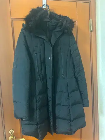 ZARA 블랙 후드 부착 롱 다운 자켓