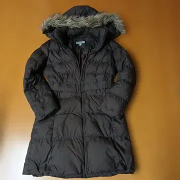 유니클로 브라운 퍼 부착 롱 코트 M