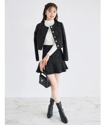 tocco closet 트위드 셋업 블랙 스커트 자켓