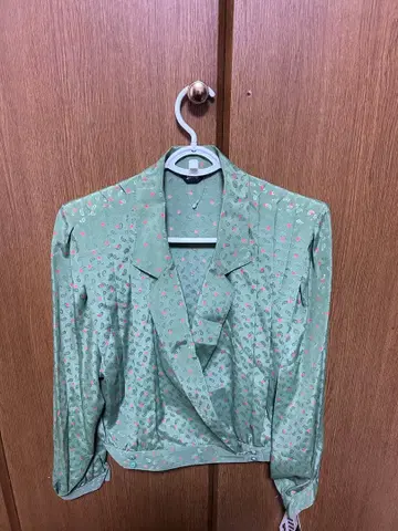 파스텔 컬러 다이아몬드 패턴 블라우스 스커트 세트