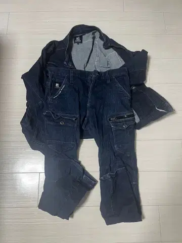 데님 작업옷 상하의 세트