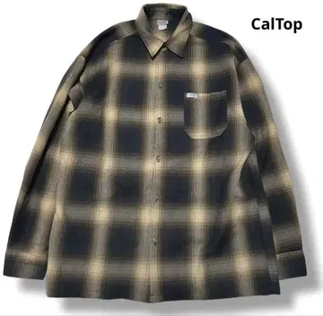 컬트탑 옴브레 체크 셔츠 플란넬 셔츠 긴팔 셔츠 브라운