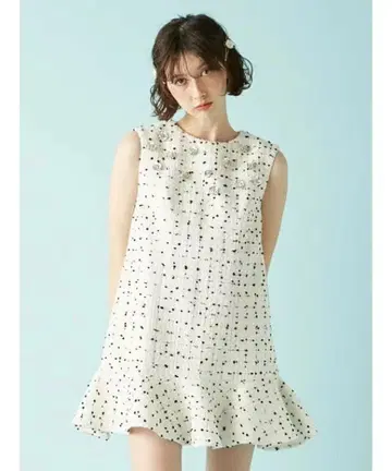 트위드 비쥬 A라인 미니 원피스 릴리 브라운