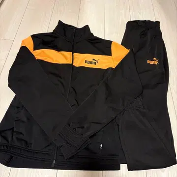 PUMA 저지 상하의 세트 트레이닝 세트 블랙 오렌지