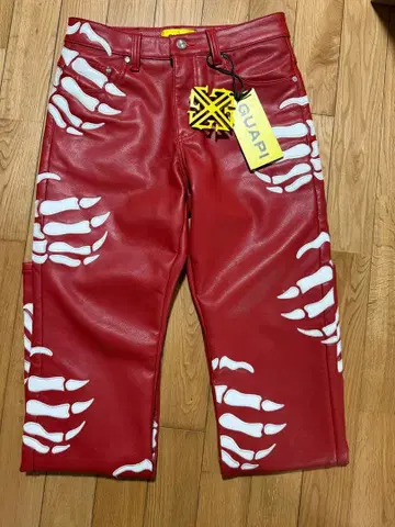 GUAPI 구아피 가죽 레드 플레어 팬츠 32