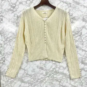 새상품 미사용 mily bilet 크림색 리브 편직 가디건
