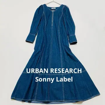 V넥 핏 데님 원피스 어반 리서치 서니 라벨 인디고