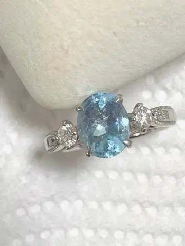 아쿠아 마린 플라티나 반지