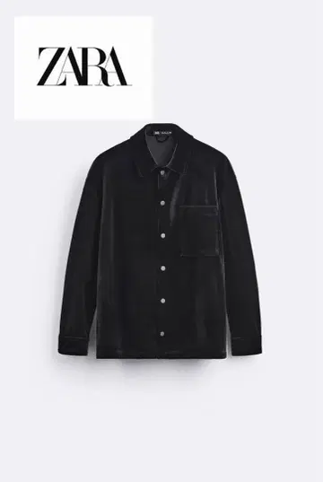 [ 시착만 한 상품 ] ZARA 자라 블랙 벨벳 셔츠 블랙 벨로아 M