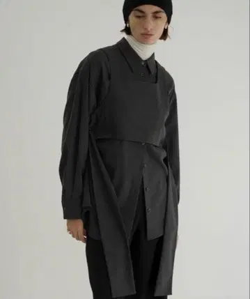 클라네 뷔스티에 세트 체크 셔츠 그레이