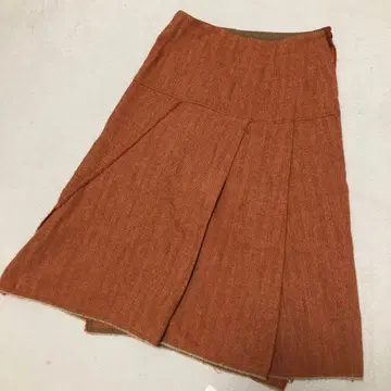 45R 울 랩 스커트 헤링본 로고 자수 롱 사이즈 2 빨간색