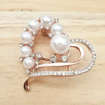 브로치 하트A 골드 펄 코사지 졸업식 입학식 결혼식