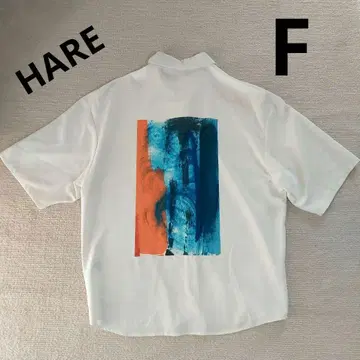 HARE 그래픽 빅 버튼 다운 셔츠 아트 프린트