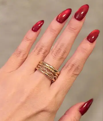 아쉬페 프랑스 골드 컬러 레이어드 반지 4개 세트 18~19호