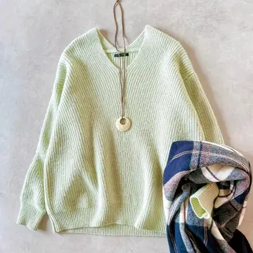 저널 스탠다드 해밀턴 울 알파카 혼방 V넥 니트 민트