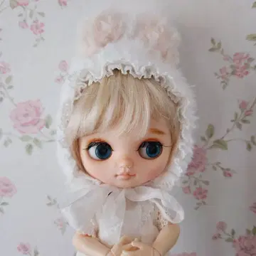 미디 브라이스, 미디 아이시 인형용 화이트 복슬복슬 토끼 귀 모자