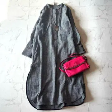 Ticca 티카 울 셔츠 원피스 하운드투스 패턴 블랙 x 화이트