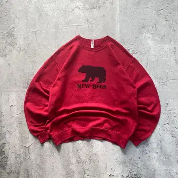 저지즈 USA 구제 의류 베어 곰 애니멀 프린트 맨투맨 레드