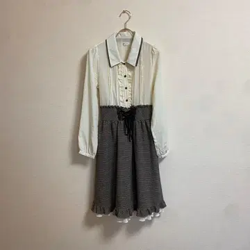 axes femme 긴팔 무릎 기장 원피스 [ M ] 아이보리 체크