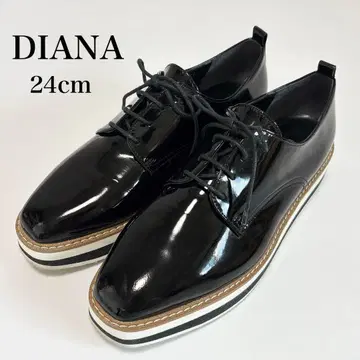 새상품급 DIANA 통굽 에나멜 로퍼 레이스업 바이컬러 24cm
