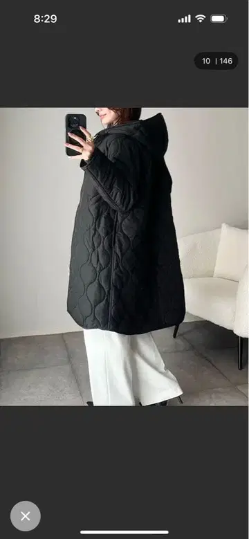 EMMA TAYLOR 36 아름다운 실루엣 3way 퀼팅 후드 코트