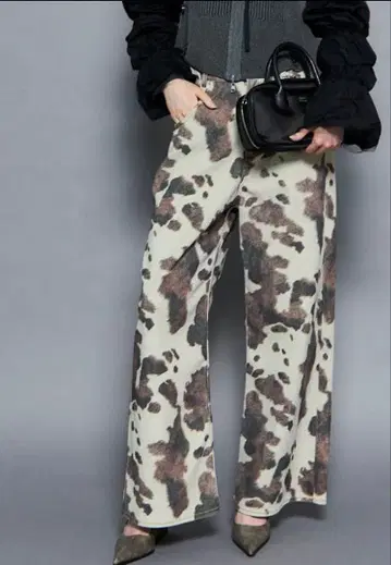 Vegan Leather Cow Printed Pants