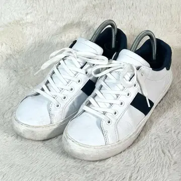 [ Lee ] 화이트/네이비 가죽 스니커즈 로우컷 25cm 남성용