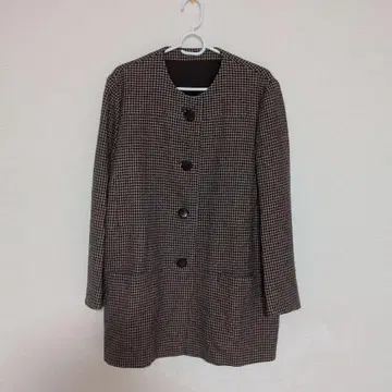 브라운 체크 무늬 테일러드 자켓