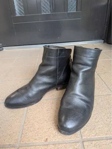 천연 가죽 뒷지퍼 숏부츠