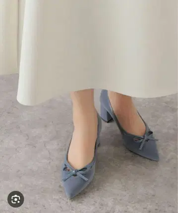 LE TALON 스틸레토 리본 펌프스 블루 그레이