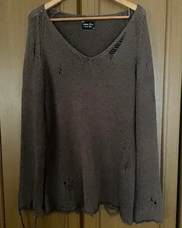 Number(n)ine 07SS 보이 기 그런지 니트 데미지 브라운