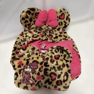 디즈니 미니 레오파드 무늬 팬캡 머플러