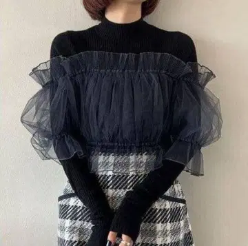 [ 정품 ] 튤 도킹 니트 풀오버 SNIDEL