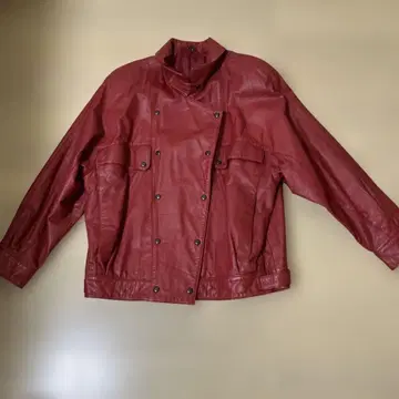 가죽 더블 브레스트 빨간색 자켓