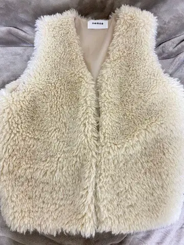 nemne 푸들 인조 모피 베스트 F 보아 베스트 아이보리